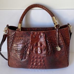 BRAHMIN BROWN LEATHER RUBY SATCHEL/CROSSBODY BAG